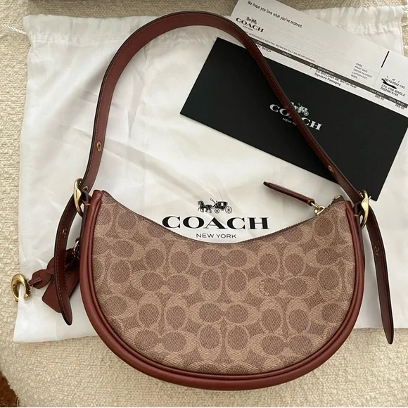 Coach Red and Tan Shoulder Bag - Picture 8 of 12